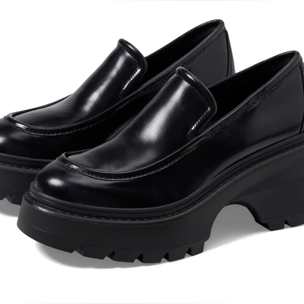 Michael Kors Black Women's Shiloh Leather Platform Loafers sizes 7.5 and 8.5 - Picture 16 of 16